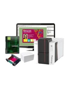 Evolis Primacy 2, card printer, Dual Sided card printing | Incl.: Cable USB, Power supply, CardPresso (XXS), Cleaning kit, 100 cards, YMCKO color ribbon | PM2D-GP3-E