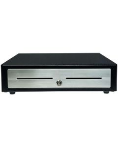 Star CD4-1616BKSSC48-S2, Electronic Cash drawer, Compartments: 4 Bill, 8 Coins, RJ12 | 24V, Color: Black | Stainless Steel Front